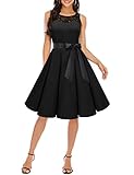 bbonlinedress 1950er Ärmellos Vintage Retro Spitzenkleid Rundhals Abendkleid Black XS