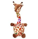 Sprechender Giraffe Plüschtiere Babyspielzeug, Tanzender Giraffe Singender Giraffe mit Wiedergabefunktion, Singender,Aufzeichnung,Leuchten, Baby Interaktives Plüschtier für 2 3 4+ Jahre Kinder