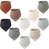 VOMARHUG Muslin Baby Lätzchen,10 Stück Sabberlätzchen Baby,Muslin Dreieckstuch,Super Saugfähige Bio-Baumwoll Halstuch Baby,Lätzchen für Säugling Kleinkinder