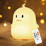 Nice Dream Pinguin Nachtlicht für Kinder, 9 Color Silikon Baby Nachtlicht mit Fernbedienung, USB Wiederaufladbare Kinder Nachtlicht Kawaii Kinderzimmer Deko Mädchen Junge Geschenke (6.1'x4.8'x4.8')
