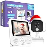 OBVHNUA Babyphone mit Kamera 2,8 Zoll Video-Babyphone 720p LCD babyfon mit 2000mAh Akku 2-Wege Gegensprechanlage VOX Modus Digitaler Zoom Nachtsicht Temperaturüberwachung 8 Schlaflied 5 Wecker