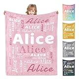 Personalisierte Babydecke mit Namen Flanell Baby Decke Personalisiert Geschenke zur Geburt Mädchen Junge Neugeborenen Geschenk, Erwachsener Babydecke mit Namen, Geburtstag Weihnachten Geschenk