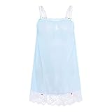Satini Dessous Durchsichtiges Sissy Babydoll-Stil Rüschen Rüschen Spitze Unterkleid Nachtwäsche (Baby blau - Weiß, XXL)