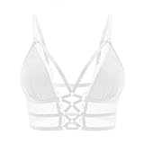 Buitifo Damen Sexy BH Wimpern Camisol Spitzen Bralette Crop Top Weste Unterwäsche(White,M)