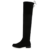 VAN HILL Damen Overknees Wildleder-Optik Langschaft Stiefel Bequem 198939 Schwarz 40