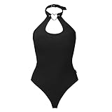 LittleForBig Baumwolle Strampler Herzensbrecher Halsband Onesie Tanga Bodysuit Schwarz M