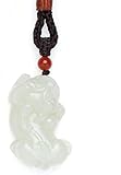 GUHPZA Halskette, Feng Shui-Halskette, Reichtums-Halskette, Halskette Aus Natürlichem Edelstein, Halskette Aus Hetian-Jade-Kristall, Quarz-Charms Für Frauen Und Männe,Only Pendant-40 * 22mm