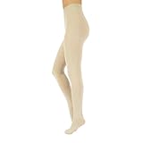 CALZITALY Warme Winter Strumpfhosen aus Wolle Kaschmir, 150 DEN | S, M, L, XL, 2XL, 3XL, 4XL| Made in Italy (S, Elfenbein)