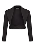 DANAEST Damen Langarm Bolero Festlich Strickjacke Schulterjacke Kurz Top (700), Grösse:M, Farbe:Schwarz