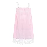 Satini Dessous Durchsichtiges Sissy Babydoll-Stil Rüschen Rüschen Spitze Unterkleid Nachtwäsche (Zartrosa - Weiß, XL)