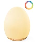 JolyWell Nachtlicht Kinder, Stilllicht Baby mit 8 Farbwechselmodi und Dimmfunktion, Touch-Steuerung und Timer-Einstellung, Baby-Eierlampe zum Stillen, Holzmaserung