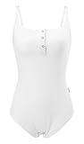 CutiePlusU Baumwolle Knopf Schritt Erwachsene Onesie Bodysuit Pyjamas Verstellbare Träger Bodysuit mit Riemenrücken-Weiß 4XL