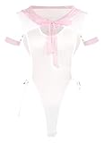 MIZSPISE Sexy Damen Body Cosplay Anime Dessous Babydoll Outfit (Rosa, Einheitsgröße)