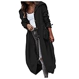 Trenchcoat Damen Lang GroßE GrößEn，Windjacke Frauen Leicht Schwarz，Lange MäNtel Baggy Mit Taschen Steampunk Jacke Mit Kapuze Herbstmantle Y2k Freizeitjacke Casual