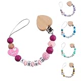 Personalisierte Baby Schnuller Clip mit benutzerdefiniertem Namen - Verstellbarer Silikon Schnullerhalter für Jungen & Mädchen - Einzigartiges Geschenk für Neugeborene