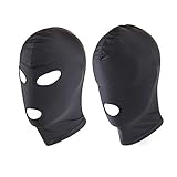 MMCCHB 2PC Full Cover Hood Maske Elastisch Schwarz Atmungsaktiv Offene Augen Offener Mund Maske Cosplay Kostüm Haube Unisex Kopfbedeckung