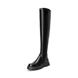 DREAM PAIRS Damen Klassische rutschfeste Overknee-Stiefel mit seitlichem Reißverschluss,Size 39,Schwarz-Pu,SDOB2408W