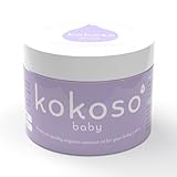 Kokoso Baby Bio Kokosöl - Feuchtigkeitsspendendes 100% natürliches Babyöl für Baby Massage, trockene, empfindliche und normale Babyhaut - 70g