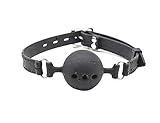 Fetish Silikon Knebel Sex Spiele Mundknebel Silikon Ball Gag mit Luftlöchern Verstellbarer Ballknebel Medium Ø 4.5cm/Schwarz Knebel