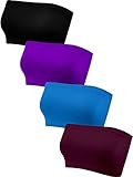 Geyoga 4 Stück Trägerlos Ungepolstert Bandeau Tube Top BH (Stilvolle Farben, M)