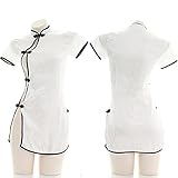 Yujun Sexy Kuh Cosplay Dessous Schulmädchen Kostüm Retro DDLG Cheongsam Kleid Split Maid Schulmädchen Outfit Weiß Slutty Kleider Neu