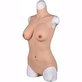 MIZERO Realistische Silikon Anzug Brustformen, B D Bodysuit Crossdresser Silikonbrust Künstliche Brüste Boobs Silikon Transgender gefälschte Vagina,Ivory White,Silkcotton B