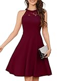 Bbonlinedress BBONL INEDRESS Abendkleider elegant für Hochzeit Sommerkleid Damen Festliche Kleider Neckholder Cocktailkleid Brautjungfer Hochzeitskleider Claret 3XL