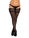 BIGGI BIG Lace 20 halterlos Strümpfe Große Größen-schwarz-48-50