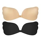Stycizom Klebe Unsichtbarer Silikon Trägerloser BH 2 Stück Rückenfrei Abdeckungen für Abendkleid Brautkleid rückenfreie Kleidung Wiederverwendbare