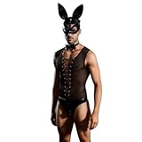 Männer Sexy Dessous Sets Durchsichtig Cosplay Kostüm für Sex 4 Stück Sexy Wrapped Up Unterwäsche Set Atmungsaktiv Sexy Dessous (Black, One Size)