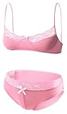 AIEOE Herren Dessous Sexy Set Sissy Bh Unterhosen Männer Dünn Unterwäsche Set Crossdresser Spitze Slips Bralette Gay Dessous Sets Pantys XL