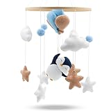 Baby mobile süßer Pinguin – Baby Mobiles mit Holzring und süßen Tierchen – Perfektes Mobile für Babybetten oder als Babyzimmer Deko.