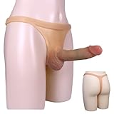 BDSMYEE Strap on Dildo Realistisch mit Tanga,Silikon Dildoschwanz Strap On Umschnall für Lesben Frauen,Umschnalldildo Anal dildo Umschnallpenis für Paare (Fleischfarbe)