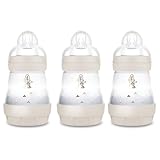 MAM Easy Start Anti-Colic Babyflasche | Milchflasche für Neugeborene | 94% Akzeptanz | 80% weniger Koliken | stillfreundliche Trinkflasche | Sauger Gr. 1 | 160ml | 0+ Mon | uni | Hase | 3 Stück