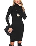 Wayleb Strickkleider Damen Sexy Kleider Strick Elegante Pullover Rollkragen Langarm Minikleid Knitted Dress Pulloverkleid Elegant Tunika Kleid Herbst Winter