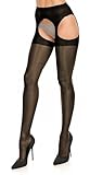 Glamory Damen Weites Bein Straps-Strumpfhose Plaisir Ouvert 50121, Einfarbig, 20 DEN, Gr. XXXX-Large (60-62), Schwarz (Schwarz)