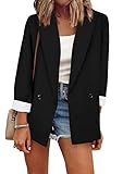 OMZIN Damen Büro Blazer Jacke Vorne offen Damen Blazer für die Arbeit Professioneller Blazer Schwarz XL