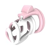 Sissy Keuschheitskäfig Toy Mit 4 Penisring In Verschiedenen Größen,BDSM Leichtgewicht Cockcage Für Sex Chastity Cage Für Herren Keuschheitsgürtel (Pink & White)