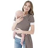 Baby All-in-1 Stretchy Wrap Carrier, Breathable and Convenient Baby Sling with Various Usage, Hands Free Infant Carrier, Lightweight,Breathable & Soft, Khaki