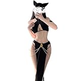 TUYMNI Sexy Damen Negligee Dessous ägyptische Katze Kostüm Uniform Lingerie Rollenspiele Sexy Katze Cosplay Dessous Kostüm Set Rückenfrei Nachtwäsche Gebündelte Sexy