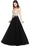 Misshow Abendkleid, lang, große Größe, sexy, rückenfrei, schick, elegant, Galakleid, Schwarz , 38