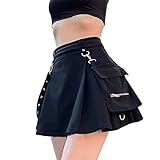 DINGJIUYAN Gothic Y2k Uniform Goth Gürtel Steampunk Cosplay Grunge Rock Kurz Skater Rock Femboy, Z-schwarz, S