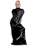 Latex Bondagesack - Saunasack oder Schlafsack mit kurzem Vorder-Reißverschluß - SCHWARZ