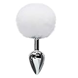 Unique Bunny Tail Anal Plug,Anal Stopper Edelstahl Butt Plug,Metal Anal Butt Plug Buttplug Bondage Anal Plug Anal Dildo Buttplug Katzenschwanz Analplug für Frauen und Paare (Weiß)