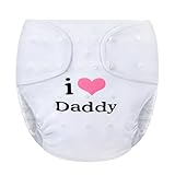LittleForBig Waschbarer Verstellbarer Wiederverwendbarer Wasserdichter Stoffwindel Überhose Bezug für Erwachsene Einheitsgröße - I Love Daddy Weiß