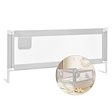 WOLTU Bettgitter, Bettschutzgitter für Kinderbetten & Elternbetten, einziehbare Kinderbettgitter 180 cm, Rausfallschutz höhenverstellbar 69-87 cm, Hellgrau