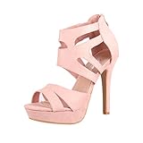 Elara Damen Pumps Offen Stilettos High Heels Chunkyrayan LL85-Pink-42