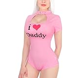 LittleForBig Baumwolle Strampler Onesie Pyjamas Bodysuit - Kragen Rosa I Love Daddy Muster M