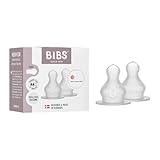 BIBS 2er-Pack Flaschensauger. Anti-Kolik. Extra Sauger für BIBS Babyflaschen. Runde Saugerform. - Silikon. Medium Flow