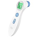 Fieberthermometer für Babys, Kinder und Erwachsene, kontaktloses Stirnthermometer Infrarot Thermometer mit sofortiger genauer Ablesung, Fieberalarm, Weiß, Digital